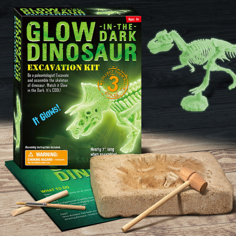 Dinosaurios fluorescentes para niños, juguetes de excavación, Kit luminoso de jardín de infancia que brilla en la oscuridad