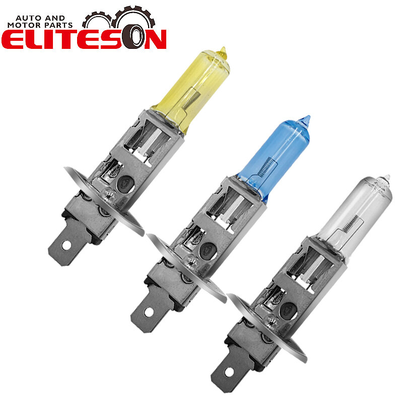 Eliteson-자동차 헤드라이트용 할로겐 전구 H1 H3 H7, 12V, 55W, 슈퍼 화이트 자동 안개 램프, 노란색 전조등, 1 개