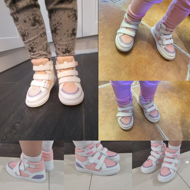 Ortolucpoiché Sneakers per bambini stivali da bambina in gomma scarpe da corsa Casual ortopediche a rete per piedi piatti da 10 a 12 anni
