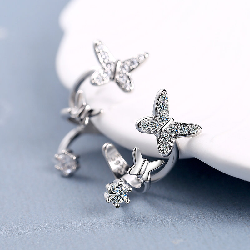 FENGLI Cartoon Schmetterling Mode Kristall Stud Ohrringe für Frauen Elegante Nette Tier Ohrringe Brincos Schmuck FE922