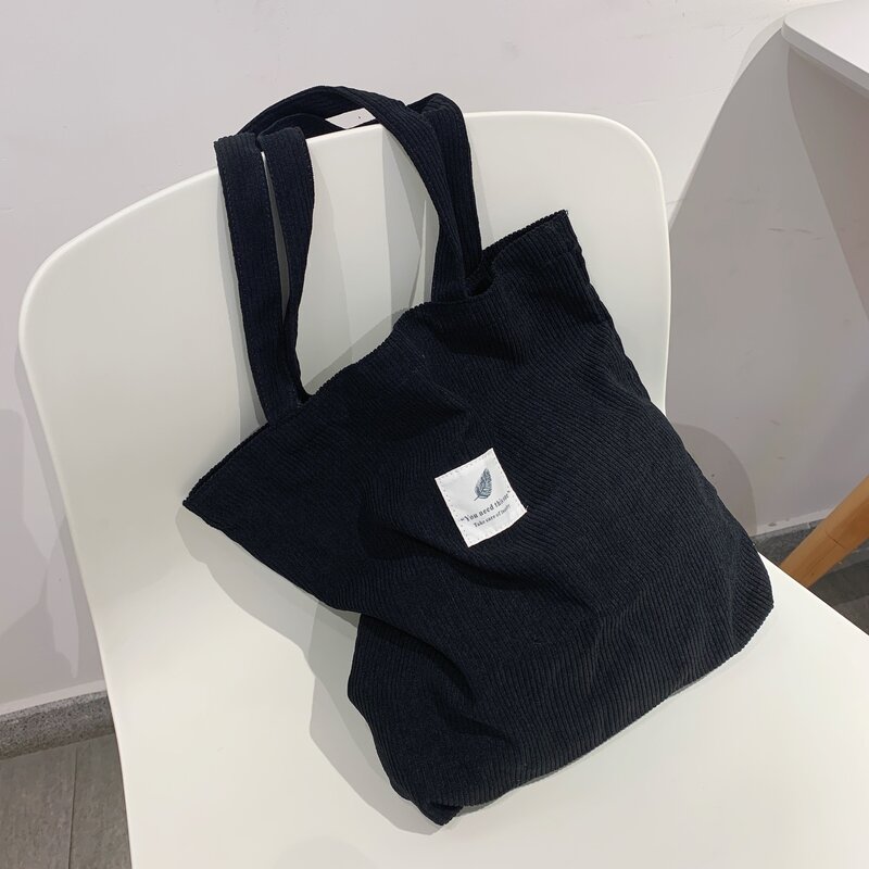 Torebki damskie 2021 sztruksowe torby na ramię torby na zakupy wielokrotnego użytku Casual Tote torebka damska na pewną liczbę Dropshipping