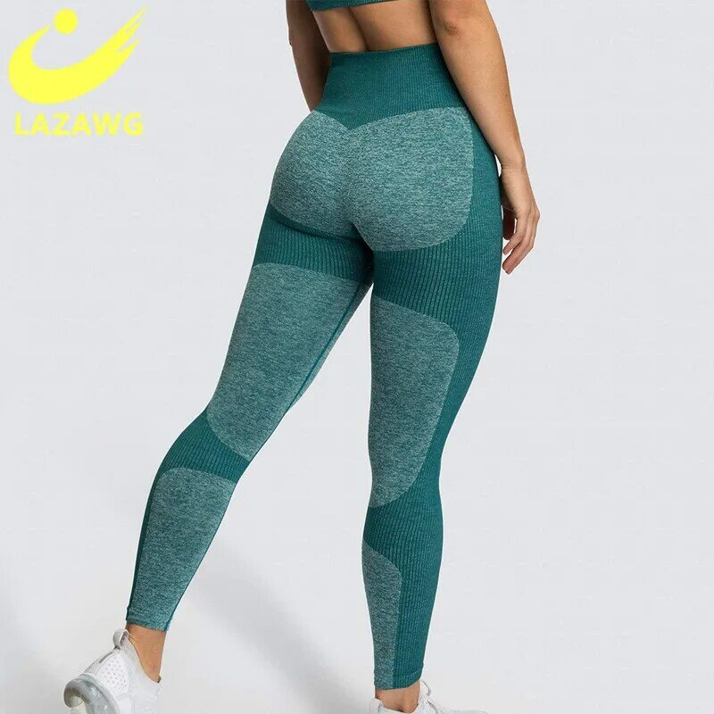 LAZAWG-mallas ajustadas de Yoga para chica, pantalones deportivos de cintura alta para mujer, Leggings ajustados para gimnasio, pantalones moldeadores de piernas para mujer