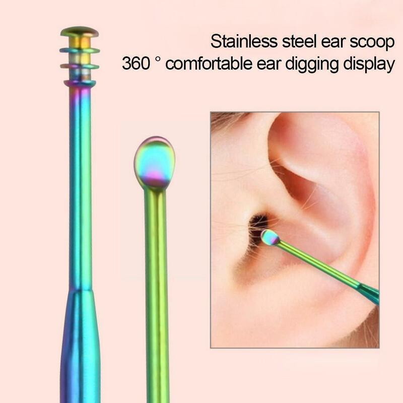 1 pçs colorido aço duplo earwax remoção ferramenta orelha removedor adulto limpador de cera das crianças varas segurança h9b2