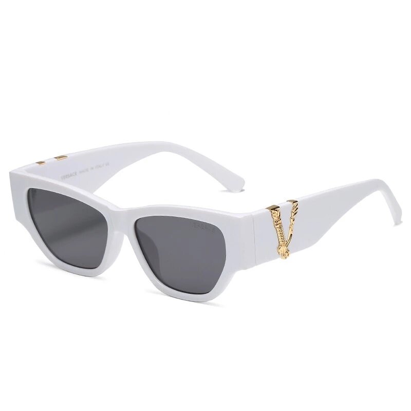 Солнцезащитные очки «кошачий глаз» для мужчин и женщин, Модные Винтажные Роскошные брендовые дизайнерские солнечные очки с белыми линзами ...