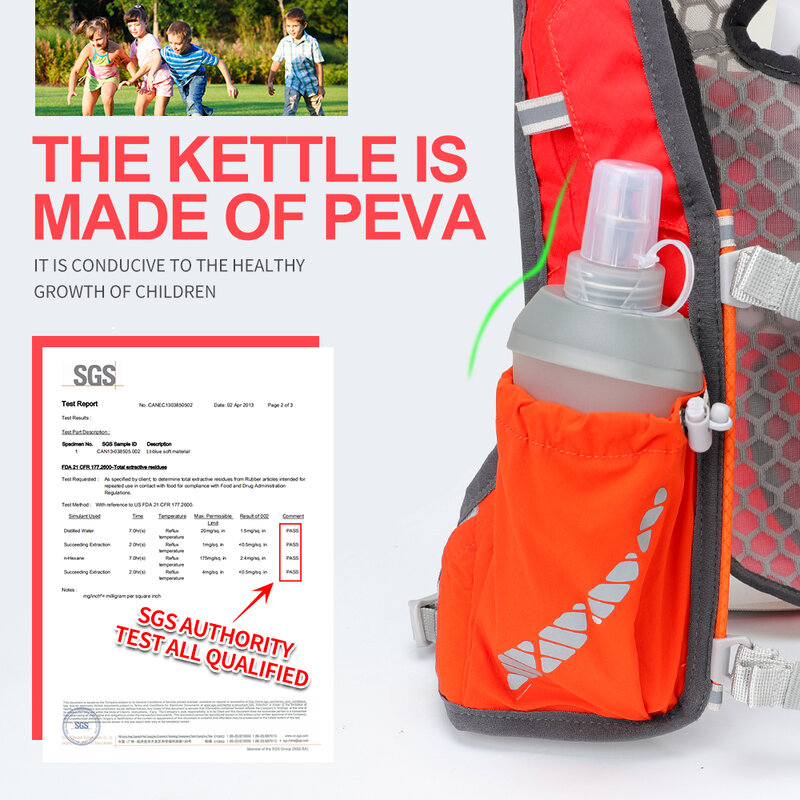 INOXTO – sac à dos ultra léger de 2 litres, sac à dos pour vélo de marathon, sac à eau avec bouteille souple de 250ml