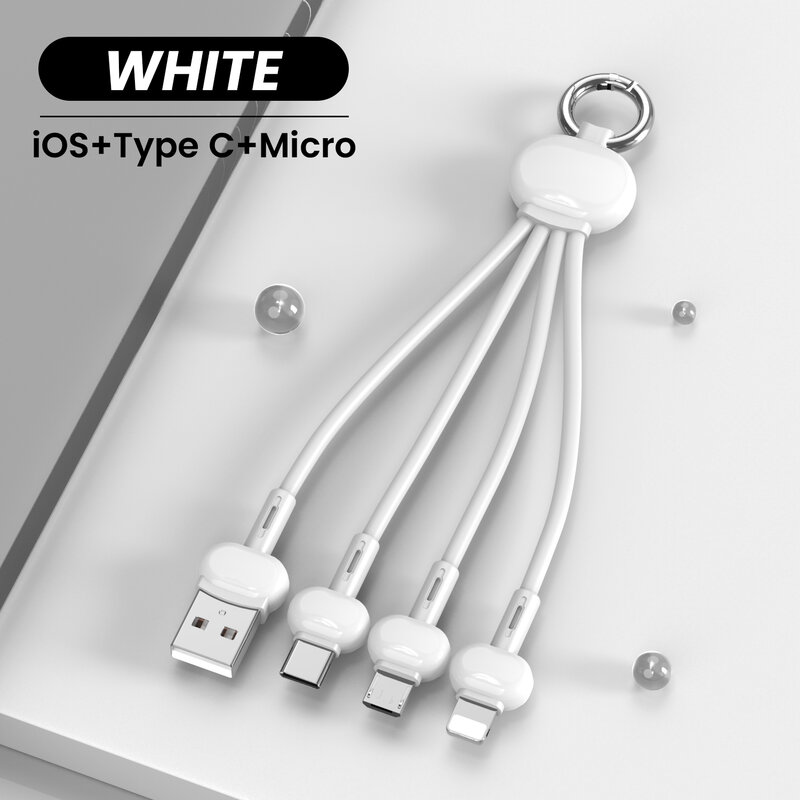 Gantungan Kunci 3 In 1 Kabel USB Tipe C UNTUK iPhone 12 11 XS X XR 3in1 2in1 Kabel USB Pengisi Daya Kabel USB Mikro Tipe C untuk Xiaomi