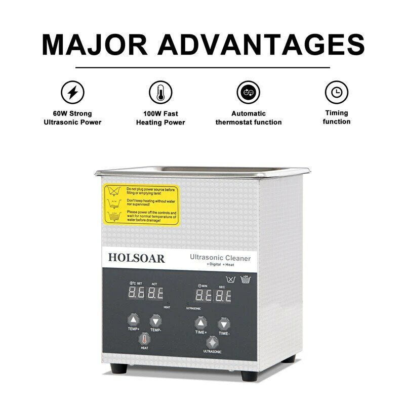 Ultrasonic Cleaner 2L 60W Ultrason Cleaner Bath with Heater Timer and Basket for Cleaning Jewelry Brass Sonic Cleaner