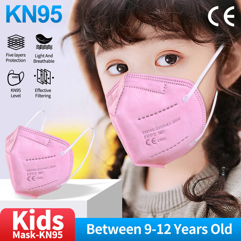 9-12 crianças envelhecidas máscaras colores aprovado kn95 ffp2 reusável crianças máscara facial 10-100 peças mascarilla infantil fpp2 máscara enfant ffp3