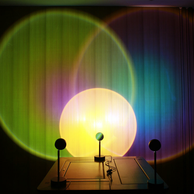 Luminária usb com botão de arco-íris, projetor de atmosfera de luz noturna led com projeção romântica para festa tema ins quarto decoração interna