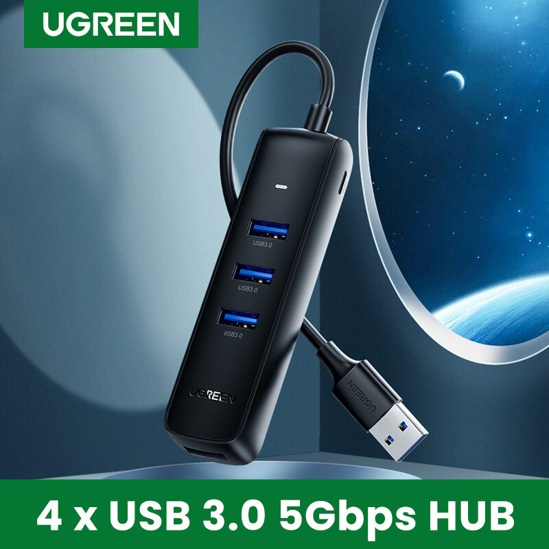 USB-разветвитель UGREEN, 3,0 дюйма, 2,0 дюйма, 4 порта, USB 3,0