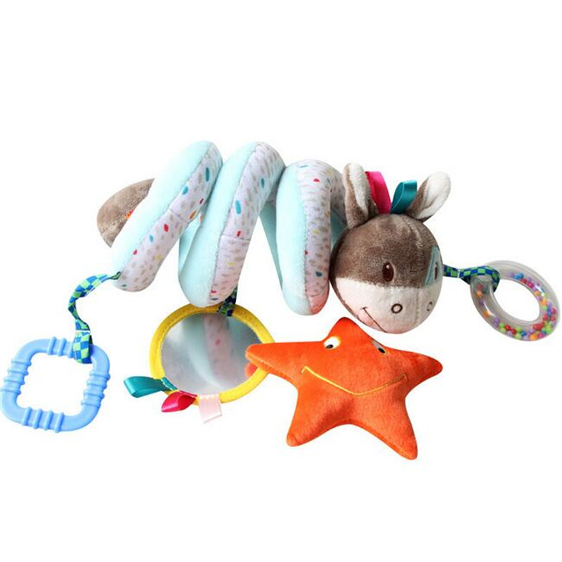 Cochecito de bebé de juguete con forma de fruta, cama móvil, cuna, coche colgante, muñeco de peluche en espiral, mordedor, sonajeros de desarrollo