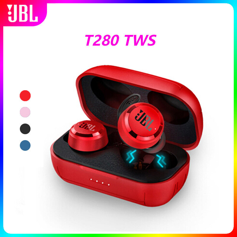 100% original JBL T280 TWS Wireless Bluetooth Earphone Sports Earbuds Deep Bass Headphones Waterproof Headset with Charging Case