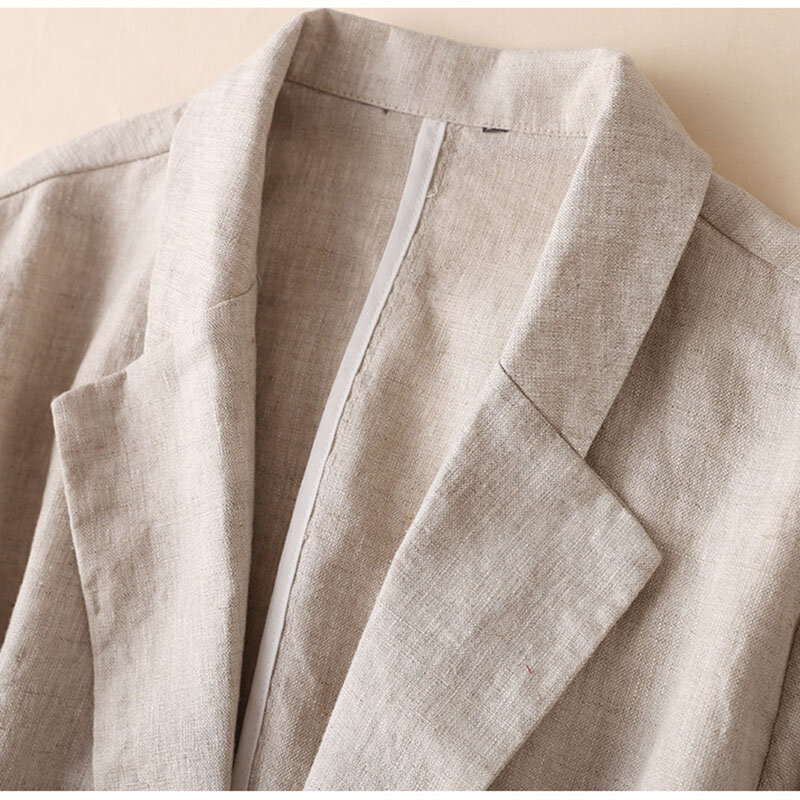 Terno feminino chamativo de algodão e linho, peça de roupa feminina casual com três pontos calças de linho