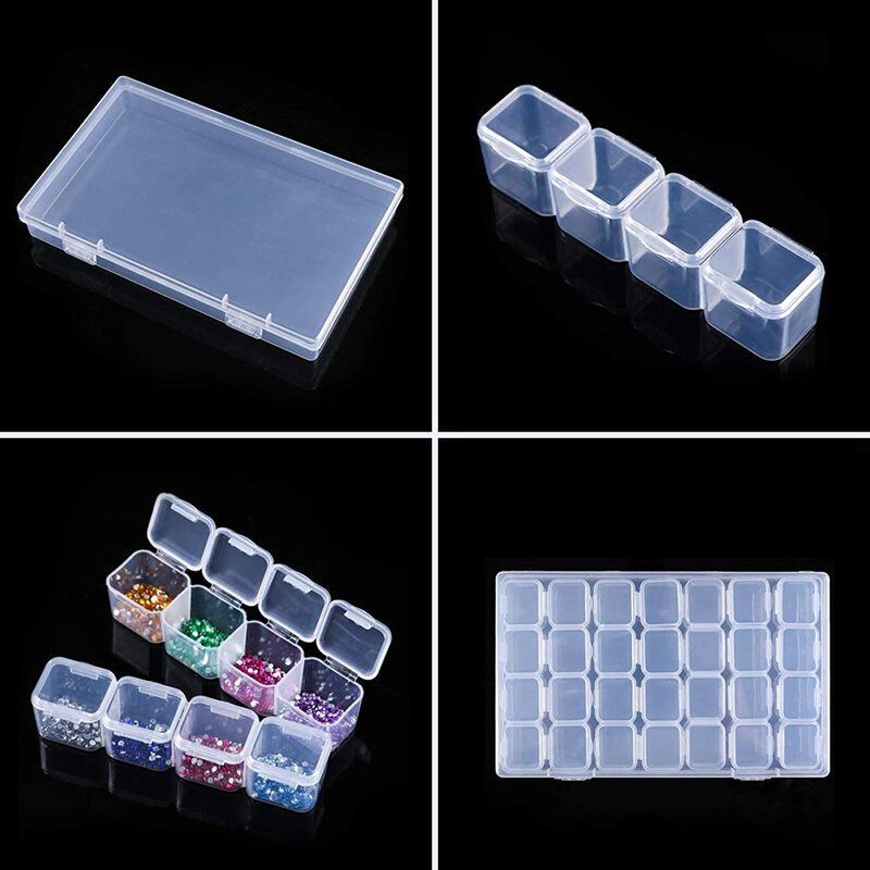 Caja de almacenamiento de plástico con 56/28/8 ranuras, Kit de pintura de diamante, herramientas de diamantes de imitación, caja organizadora de cuentas