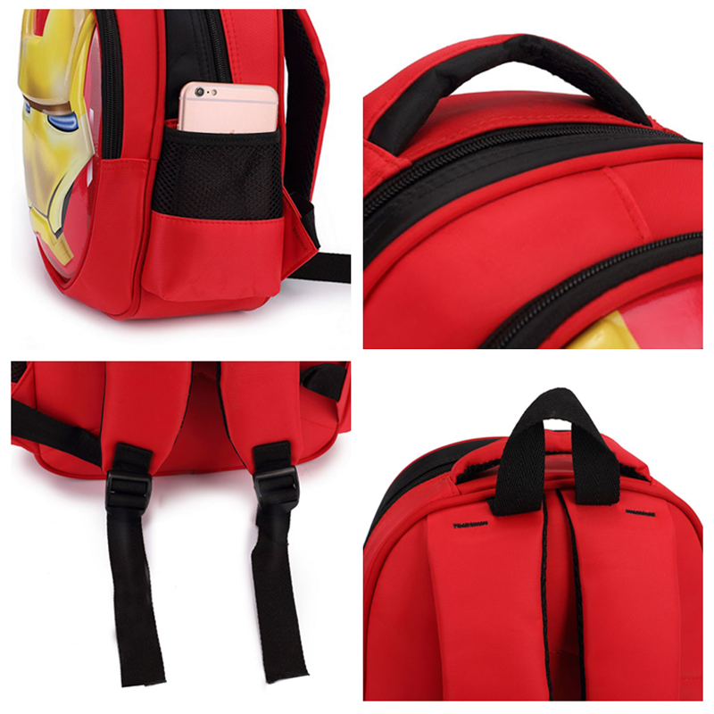 Cartable 3D Iron Man pour garçons et filles, cartable pour adolescents, sac à dos de voyage étanche pour enfants, dessin animé SR, haute capacité