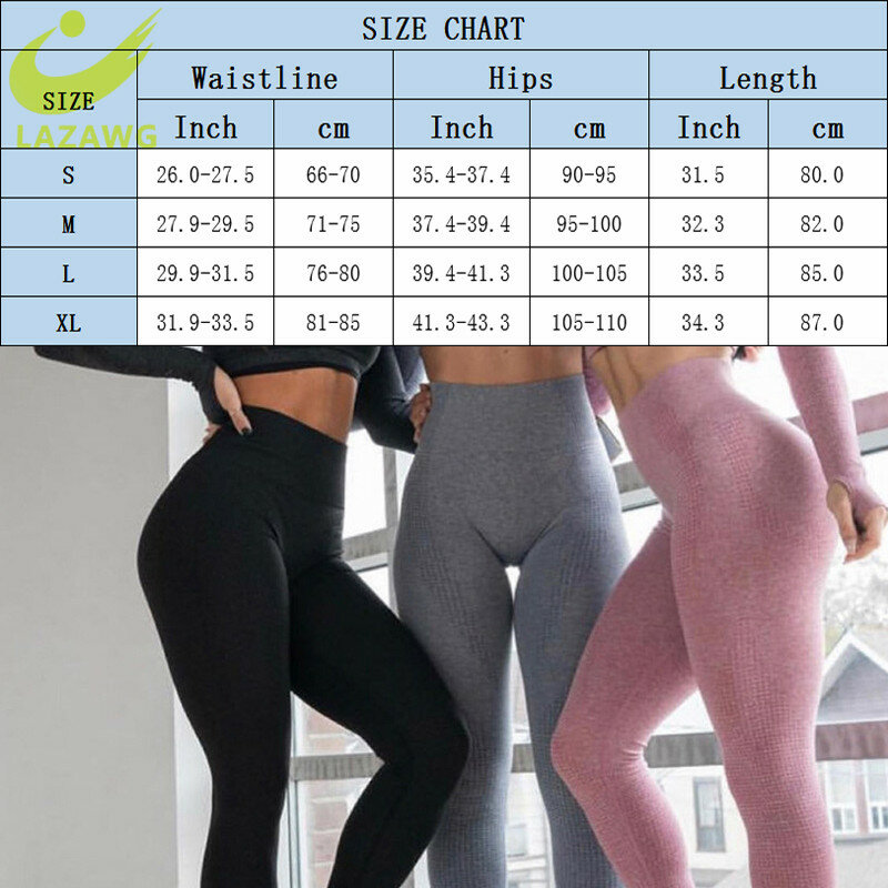 LAZAWG High Waist Seamless Leggings Push Up Legging Sport Women Fitness Running Yoga Pants Energy Elastic Trousers Gym Tights
