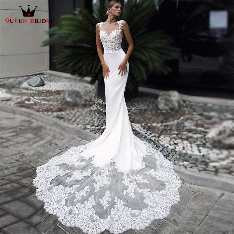 Sexy Mermaid Wedding Dresses Satin Tulle Lace Beaded Elegant Bridal Gown 2022 New Design Custom Made DS94