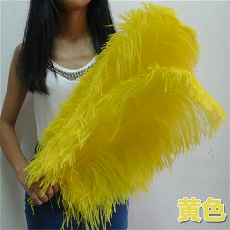 Hot Sale 50pcs/lot Beautiful Yellow Ostrich Feather 26-28 Inches/65-70cm Jewelry Celebration Party Home Plumes Feathers