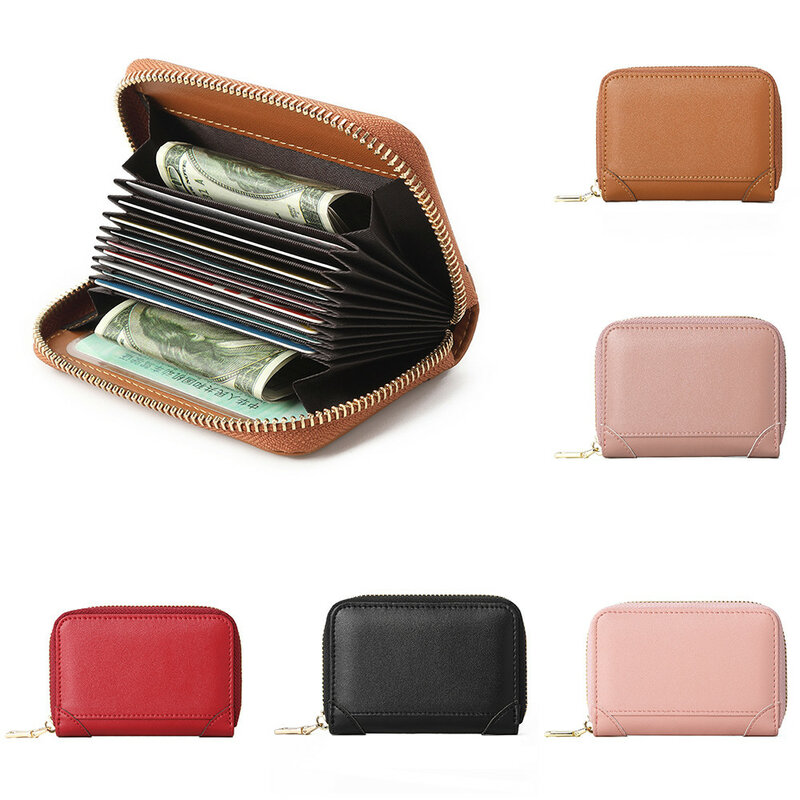 2021 New Style Business Card Holder Men PU Leather Credit Card Wallet Women Zipper Credit/ID/Bank Card Holder Case Coin Purse
