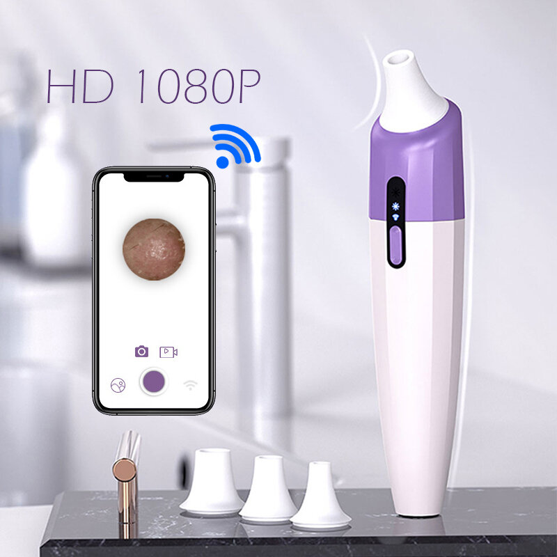 Removedor de espinillas facial HD 1080P inalámbrico WiFi dispositivo de succión de espinillas eléctrico limpiador de poros de acné herramienta de limpieza de belleza