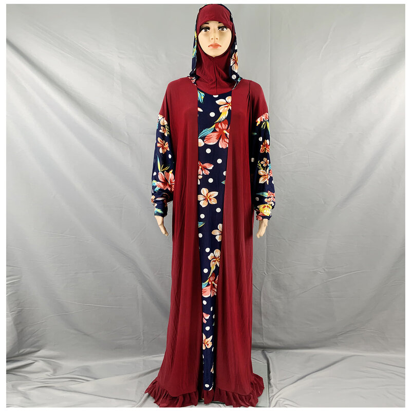 1 قطع الحجاب قفطان حجم كبير الصلاة عباية إسلامية فساتين أنثى مسلمة فستان طويل العربية دبي عمامة أفريقيا جلباب برقع