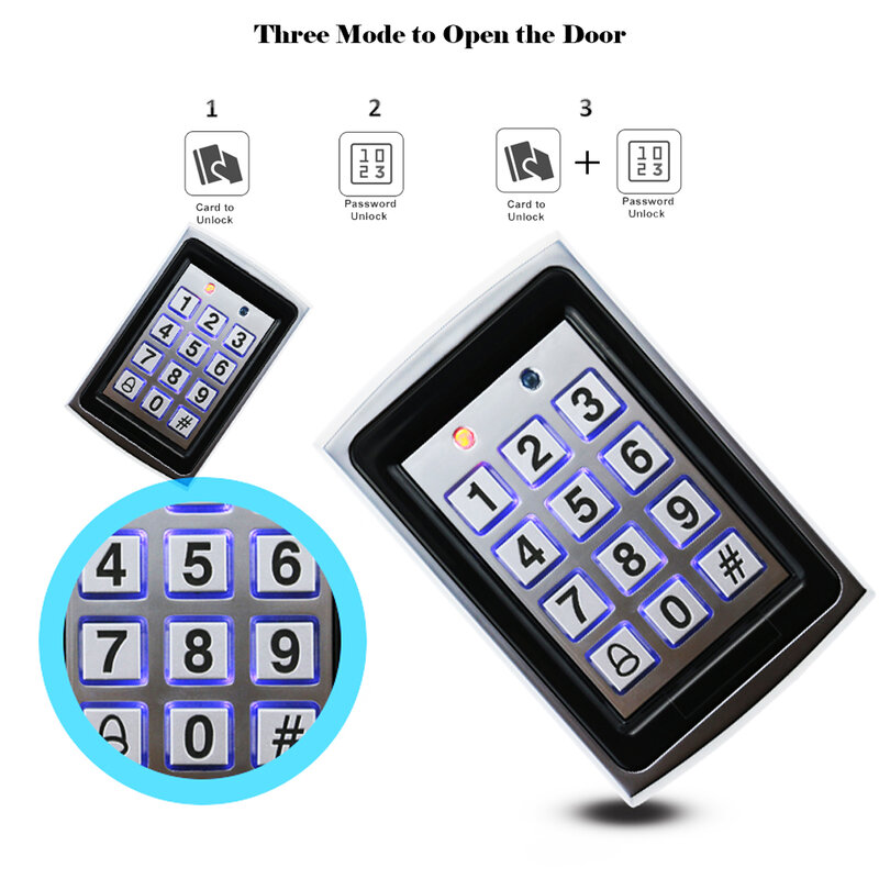 Heißer Verkauf Wasserdichte Metall Rfid Access Control Keypad Mit 1000 Benutzer + 10 Schlüssel Anhänger Für RFID Tür Access Control system