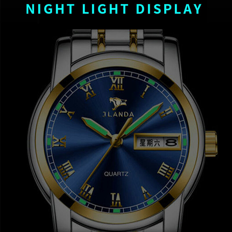 Часы наручные Belushi мужские Кварцевые водонепроницаемые, брендовые золотистые светящиеся классические, с отображением недели и даты