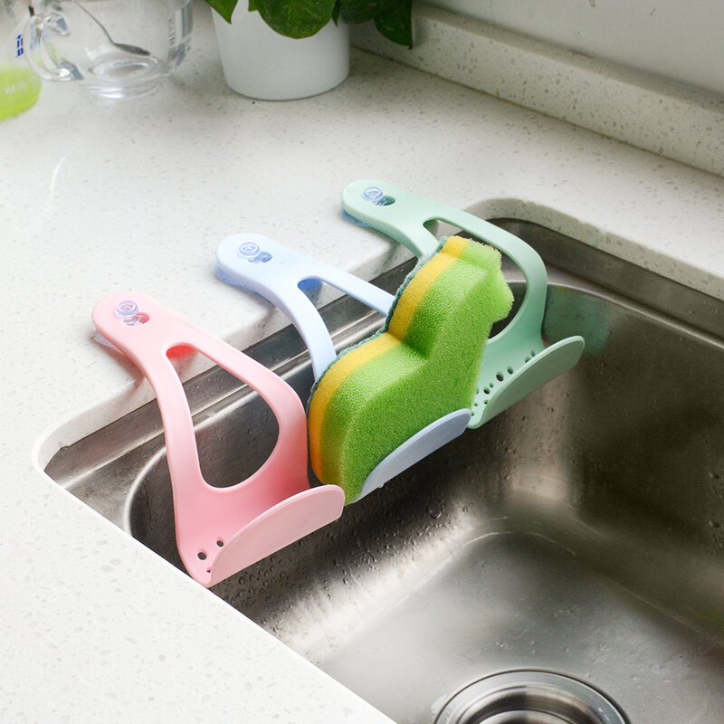 Multifuncional verde/azul/Rosa tres colores creativo almacenamiento con ventosas suministros de estantería de cocina que recibe la cesta de drenaje