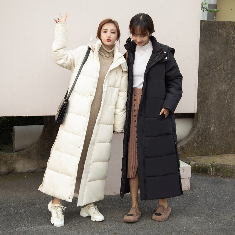 Dół ocieplana kurtka z bawełny zagęszczona ocieplana kurtka z bawełny kobieta wyściełana kurtka nowy koreański przedłużony Student BF luźna 2021 zima
