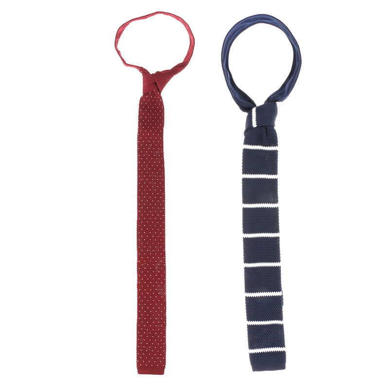 2 peças gravatas de malha masculinas da moda, gravatas finas e finas de tecido, acessórios de roupas