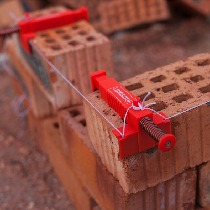 2 Buah Brick Liner Awet Antiselip Brick Line Runner Line Clip Wire Drawer Bricklay Tools untuk Konstruksi Bangunan Hitam/Merah