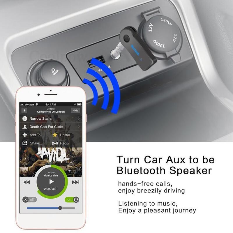 Receptor de áudio aux com bluetooth., receptor de áudio estéreo para carro, sem fio, com microfone.