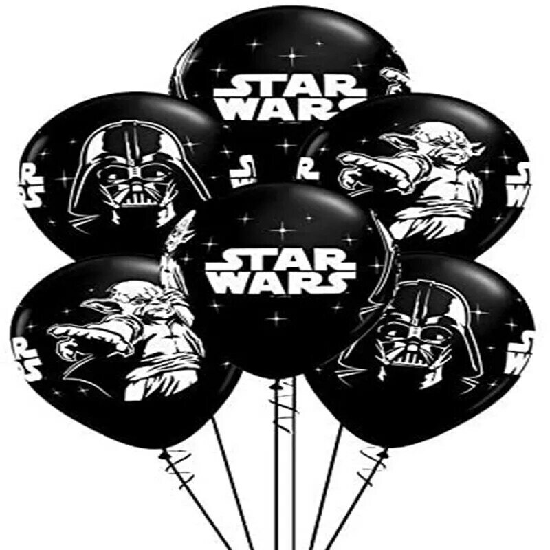 12 sztuk/zestaw czarny biały Star Wars Yoda folia aluminiowa dekoracja z balonów materiały urodzinowe zabawki na prezenty dla dzieci
