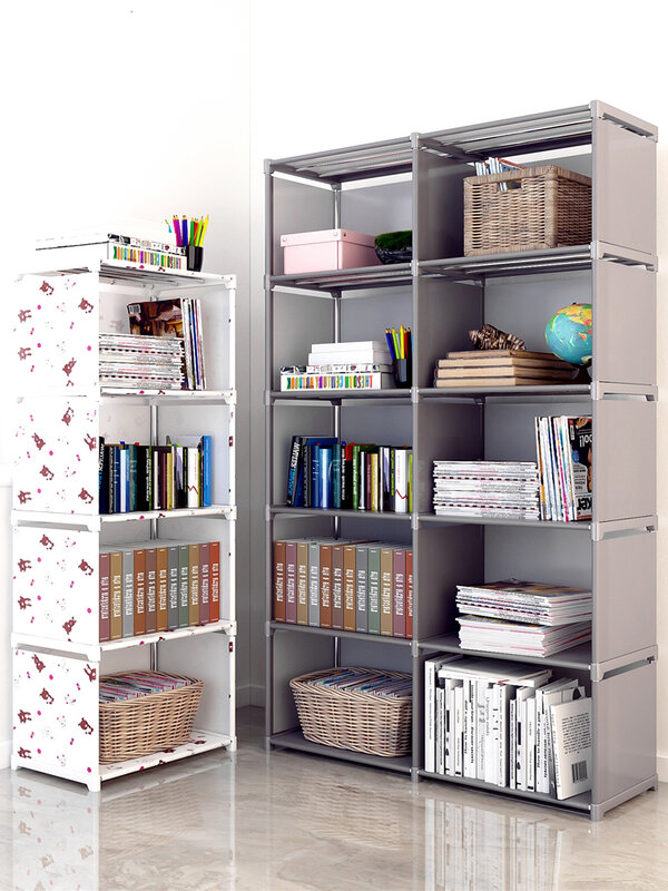 Montar estantería tela no tejida Rack de almacenamiento extraíble libro soporte para estante mueble estante para libros organizador estante para casa