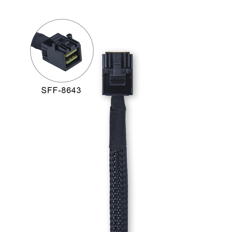 Mini cabo interno sas hd 12g para cabo embutido, com banda lateral, 100-ohm,-m (ft), 2 pacotes