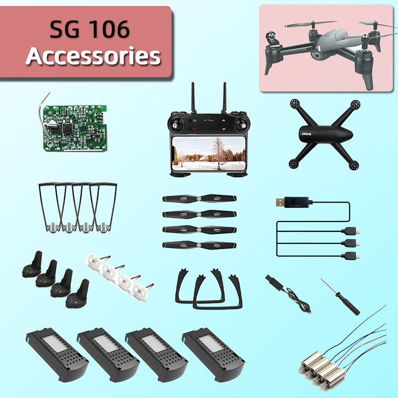 Batería reemplazable para Dron SG106 RC, cuadricóptero, helicóptero recargable con cámara hd, piezas de repuesto de visión en primera persona