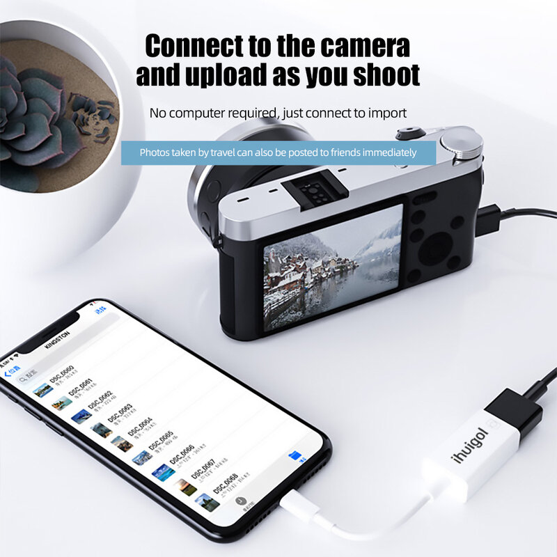 Ihuigol-Adaptador USB OTG para iPhone, convertidor a USB 3,0, ratón, teclado, disco U, cámara, lector de tarjetas, convertidor de datos para iPhone 11 Pro