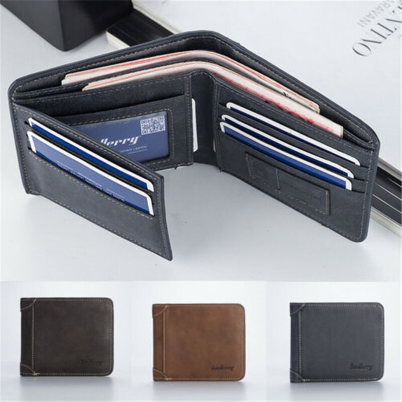 Moda męska skórzany portfel biznesowy składany luksusowy portfel Slim Hipster wkładki skóra bydlęca karta kredytowa/etui na identyfikator portmonetki