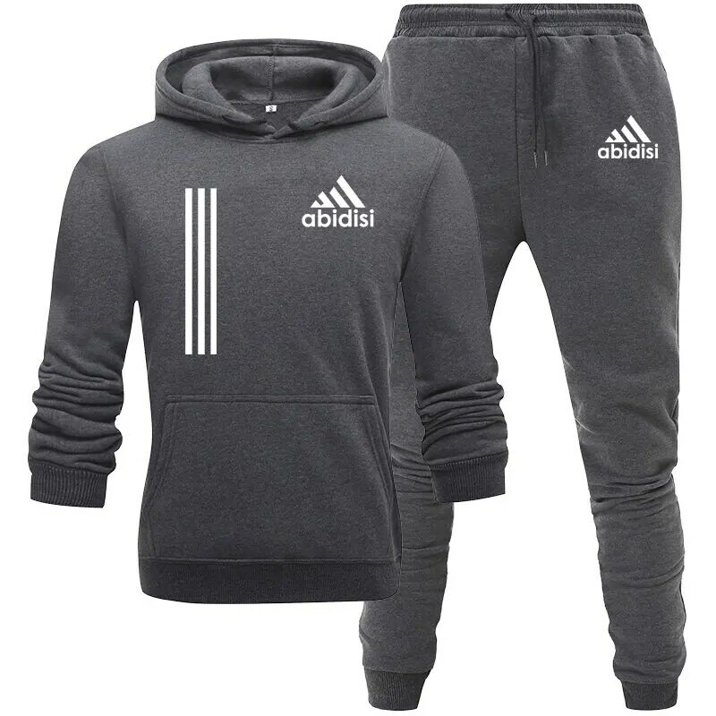 Conjuntos de agasalho masculino hoodies + calças 2021 outono inverno velo esporte homme casual sweatshirts calças roupas mais tamanho