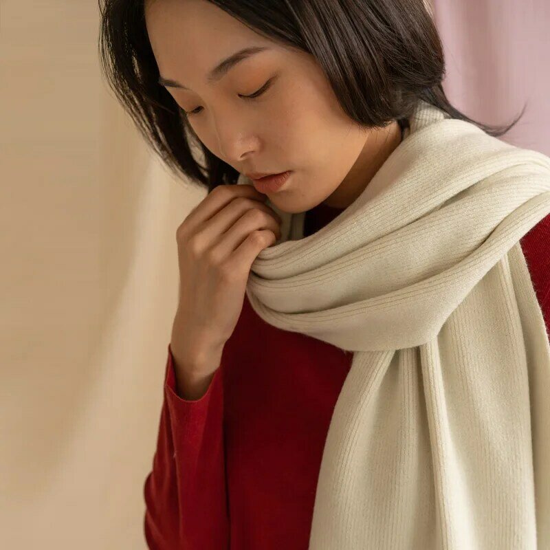 Sinbeauty cachecol feminino de lã, 2021, listras horizontal, exterior, espesso, calor, outono e inverno, dual-use