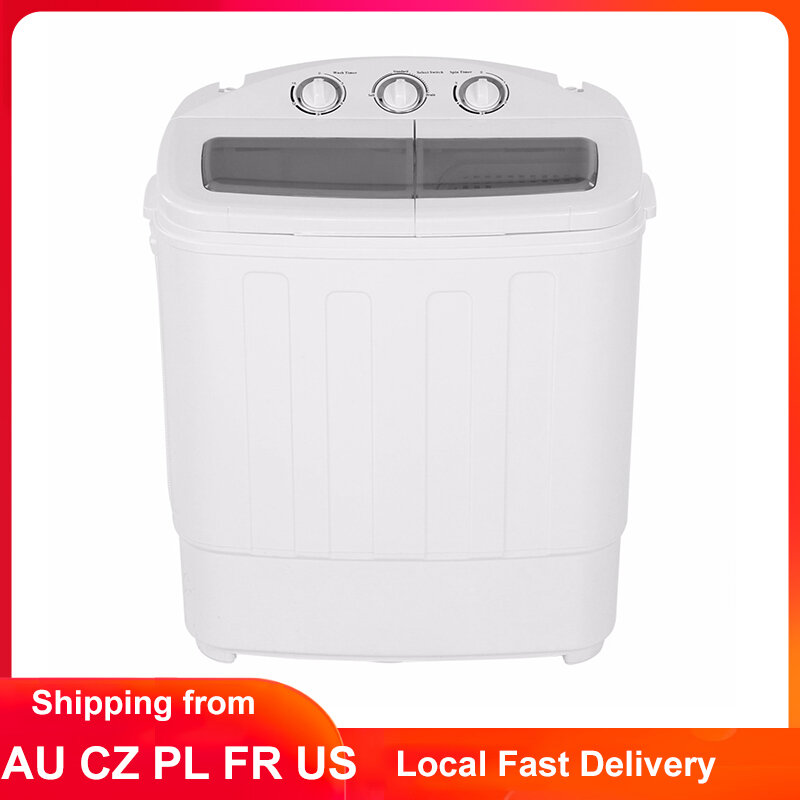 11lbเครื่องซักผ้าอัตโนมัติTwin Tubเครื่องซักผ้าหมุนกังหันSpinถังทำความสะอาดเครื่อง110V 220V