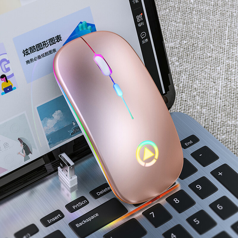 Ratón inalámbrico para ordenador portátil, mouse silencioso para gamer, sin cable, 5,0
