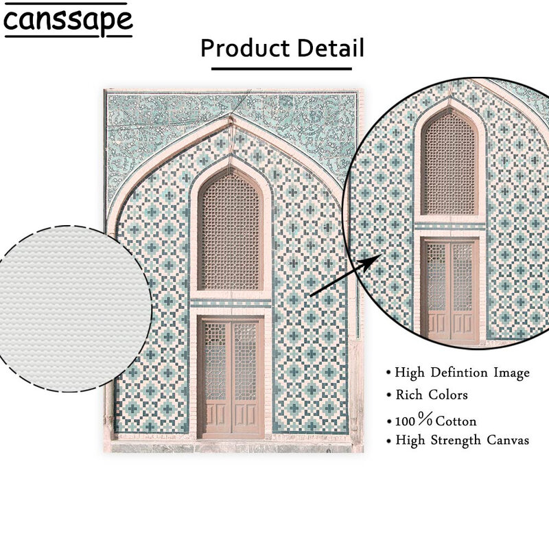 Carteles en lienzo de arquitectura islámica para decoración de sala de estar, pinturas de arte de pared nórdico de Marruecos, carteles e impresiones de moscanicas