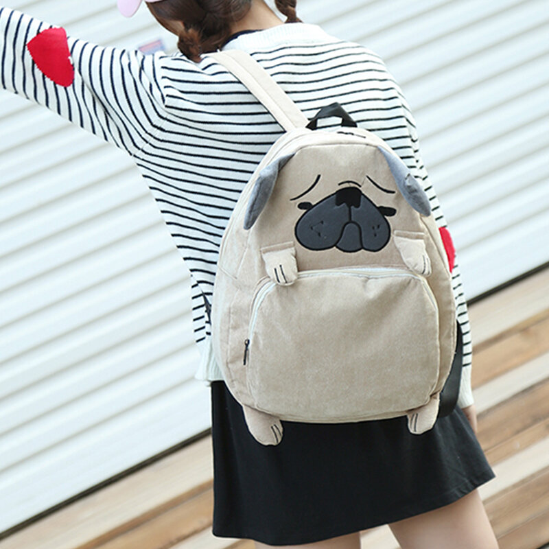 Школьный рюкзак для девочек-подростков, милый модный дизайнерский вельветовый рюкзак с животными для подростков и собак, школьный рюкзак д...
