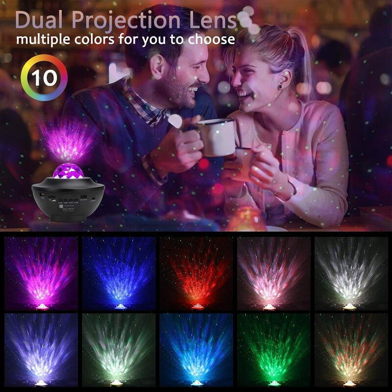 LED Starry Sky Projector Night Light Galaxy Star Projector Ocean Wave Night Lamp con musica altoparlante Bluetooth per bambini