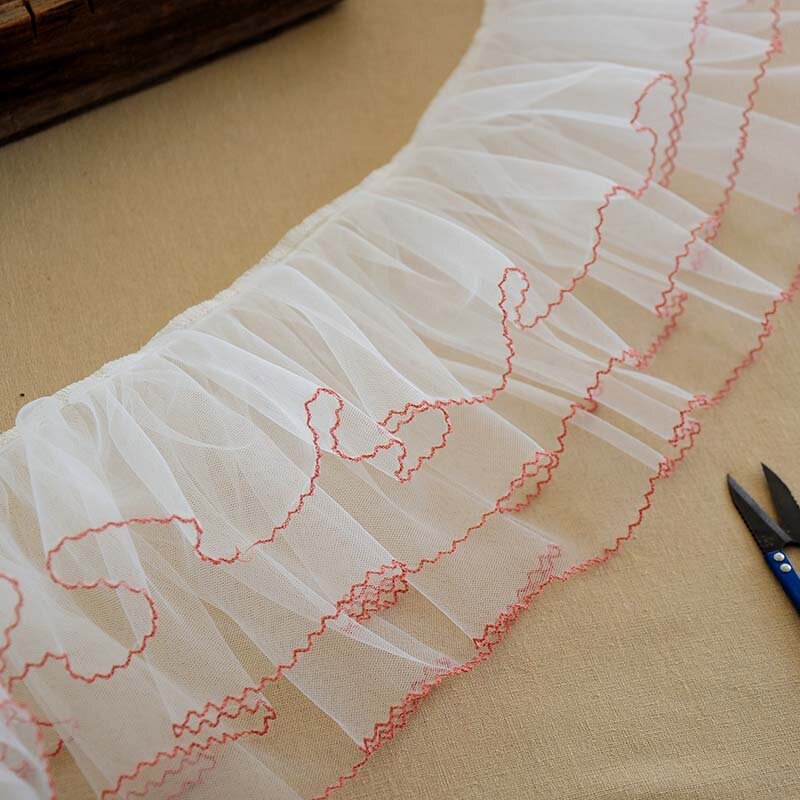 1 м Высококачественная кружевная сетчатая ткань, тюль 18 см, кружевная лента, отделка для шитья, гипюровая белая кружевная ткань для свадебны...