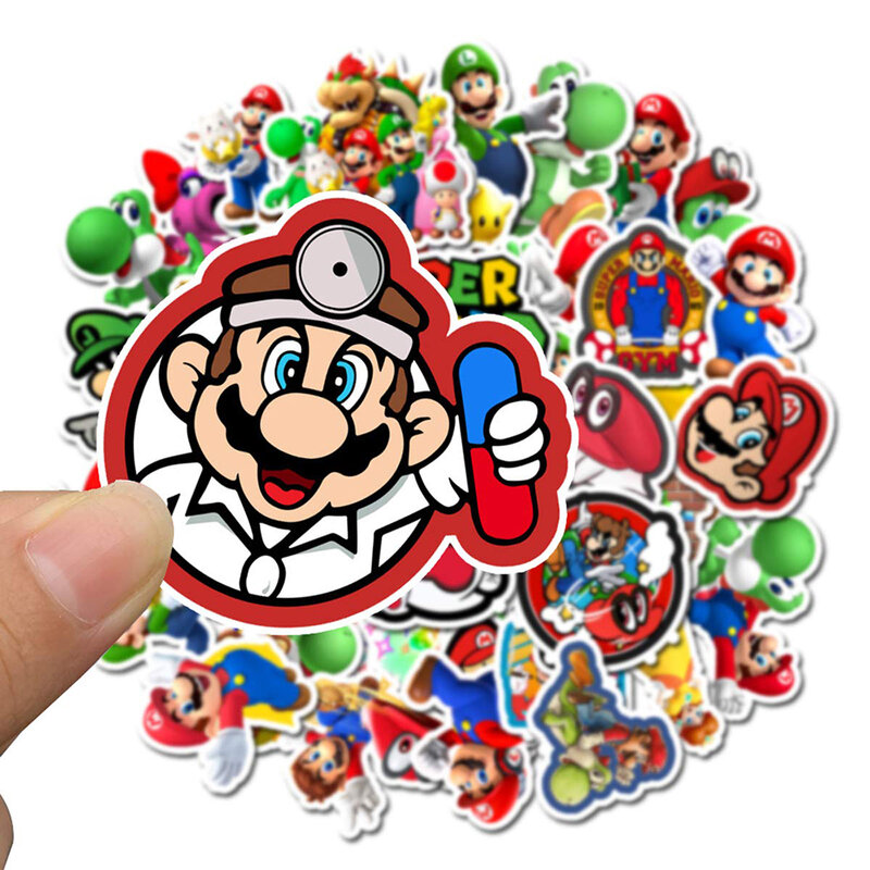 50 Stuks Super Mario Anime Game Cartoon Stickers Diy Bike Travel Bagage Telefoon Gitaar Laptop Waterdichte Pvc Klassieke Speelgoed Stickers