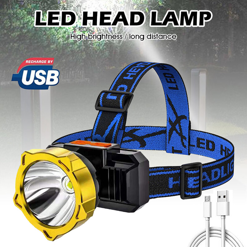3 Modes LED Headlamp Rechargeable Adjustable Fishing Flashlight Lantern Waterproof Camping Outdoor Headlight