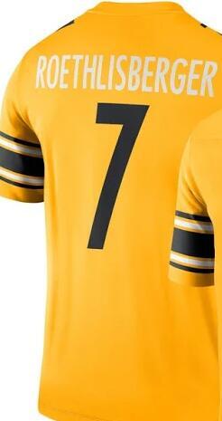 Jahitan Kustom untuk Pria Wanita Anak Muda Ben Roethlisberger Kaus Jersey Sepak Bola Amerika Kuning Hitam Putih