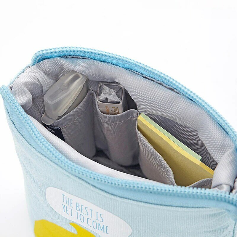 Bolsa de lápices para bolígrafos, estuche de lona de oveja plegable, soporte de pie, organizador de papelería